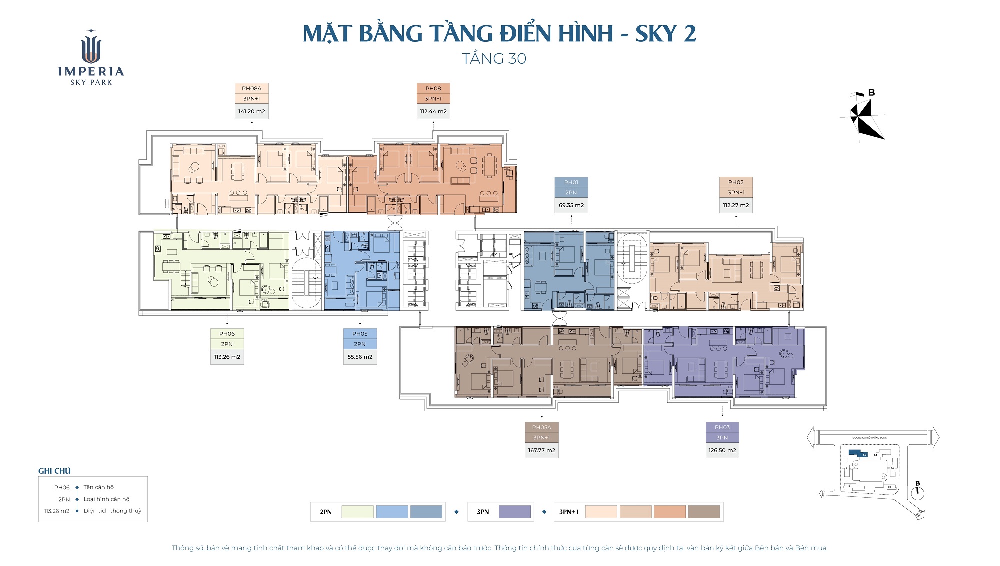 Mặt bằng tầng điển hình tòa Sky 2 tầng 30