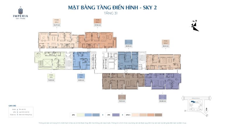 Mặt bằng tầng điển hình tòa Sky 2 tầng 31
